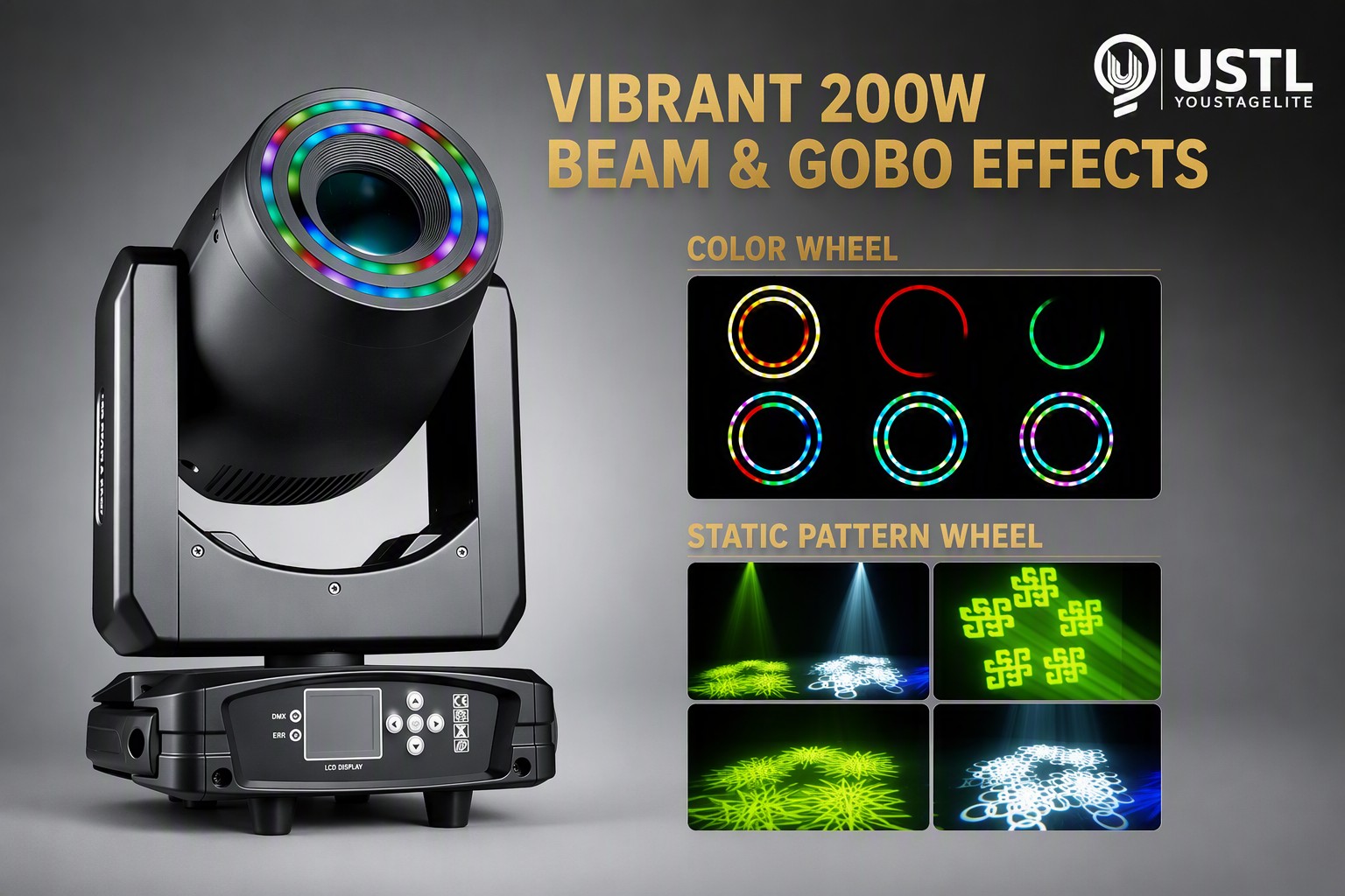 200W LED Spot Moving Head Light double prism effect - pentaprism and hexagonal prism beam patterns
